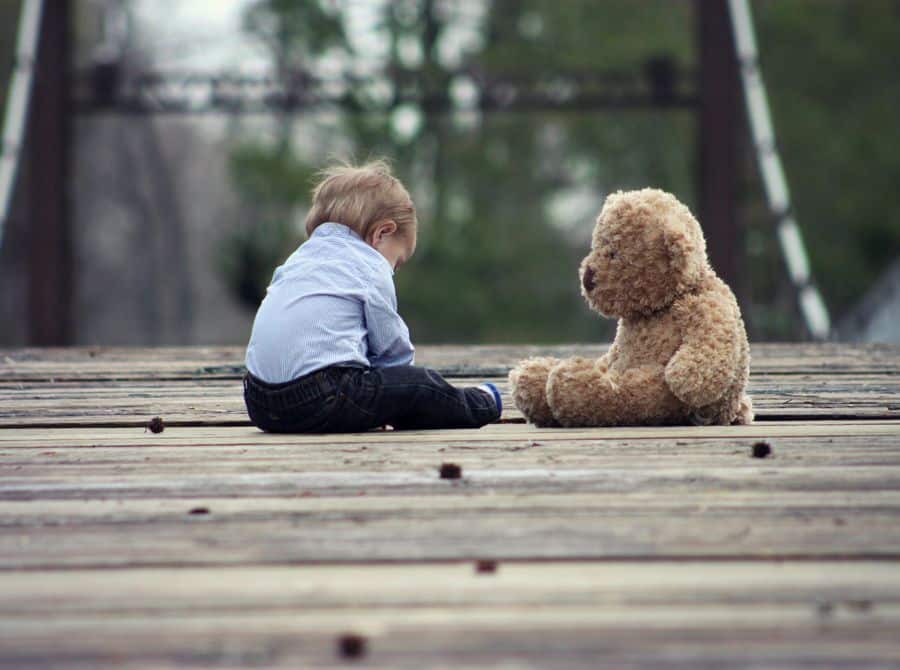 Niño con peluche y desarrollo social